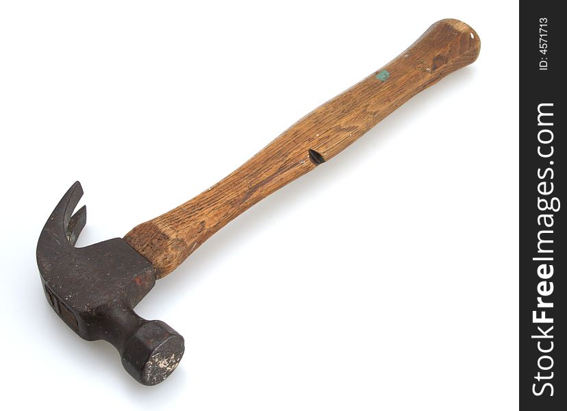 Old vintage hammer wooden handle for home construction