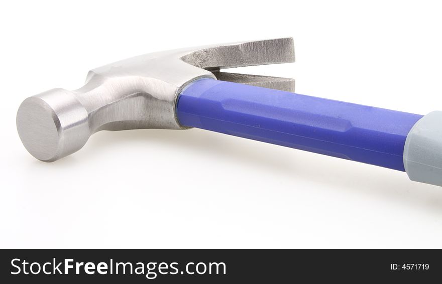 Rubber handle hammer blue and gray construction tool