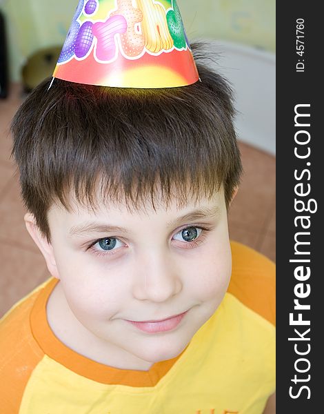 Portrait of beautiful boy in birthday