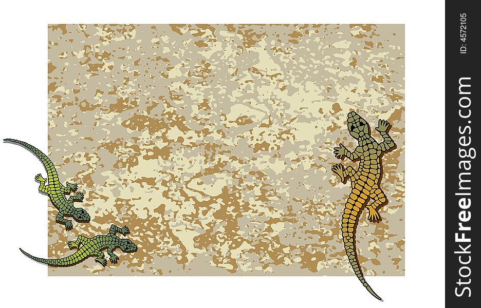 Vector illustration of a grunge background with lizards. Vector illustration of a grunge background with lizards