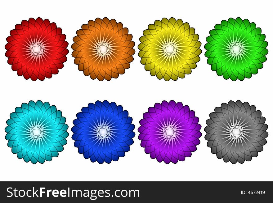 Vector illustration of colorful flower buttons