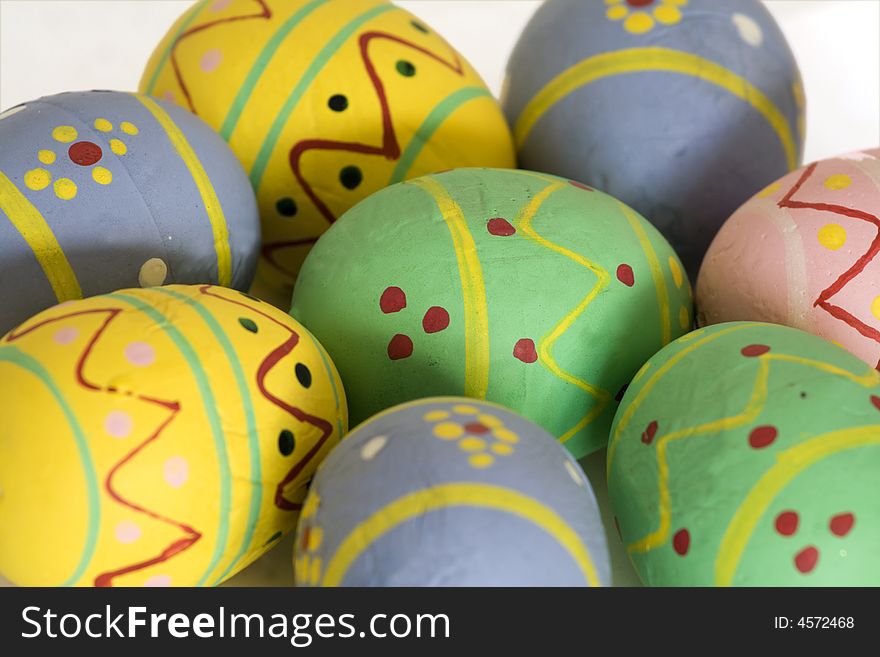 Easter eggs decorated with paint by hand. Easter eggs decorated with paint by hand