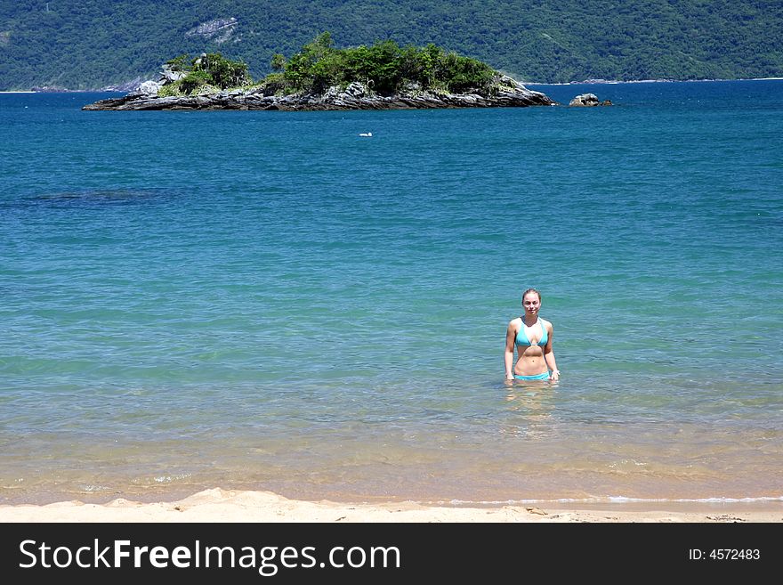 Woman on a tropical beach in brazil