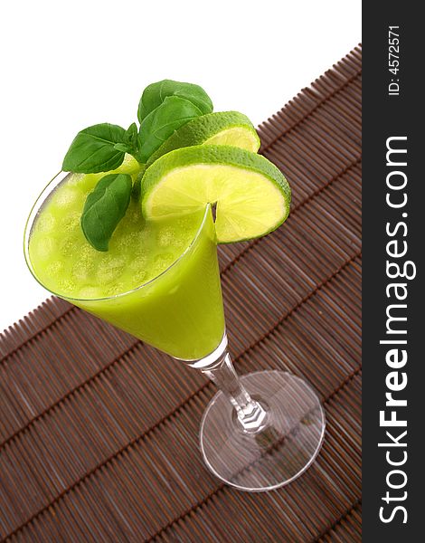 Green long cocktail lime drink. Green long cocktail lime drink