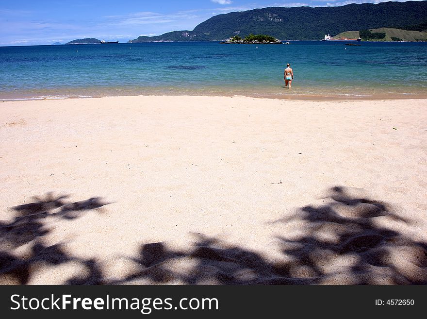 Woman on a tropical beach in brazil