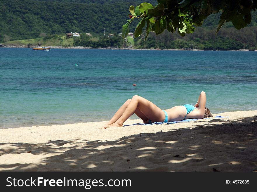 Woman on a tropical beach in brazil