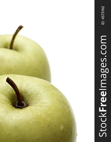 Juicy Green Apples On White