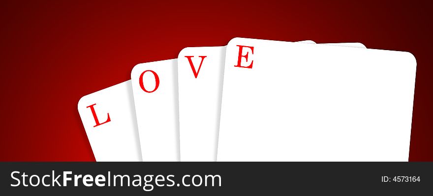 4 cards with love,2D art