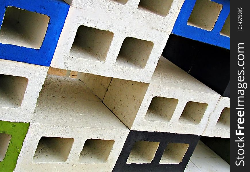 An artistic arrangement of bricks on the street. An artistic arrangement of bricks on the street