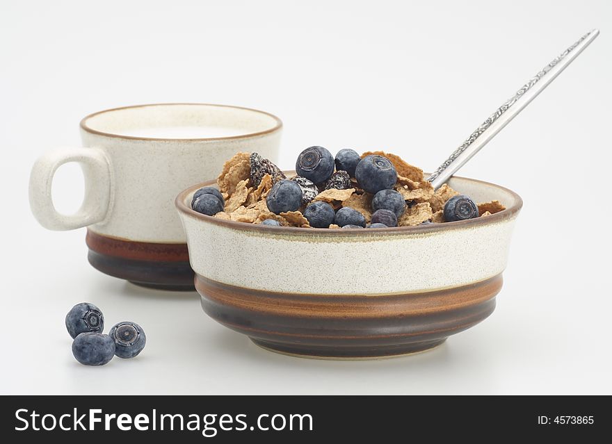 Milk And Cereal With Blueberry