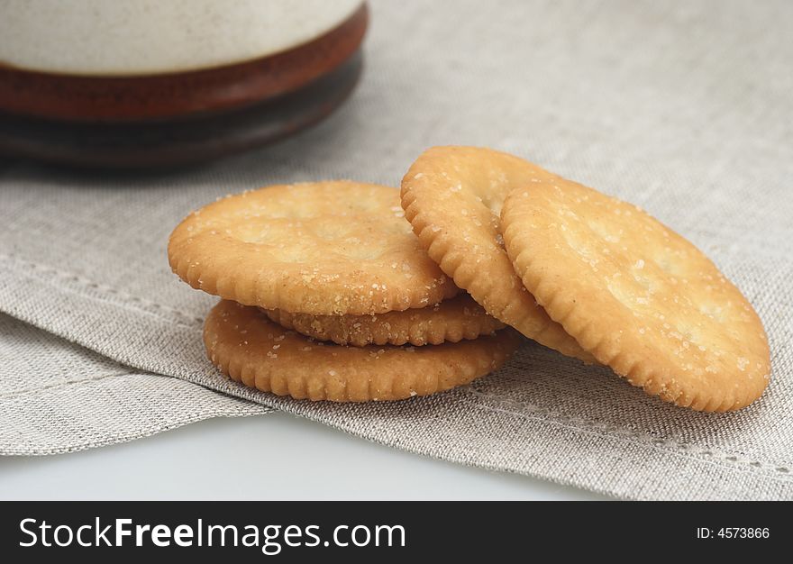 Crackers salt crispy scrunchy breakfast snack tablecloth. Crackers salt crispy scrunchy breakfast snack tablecloth