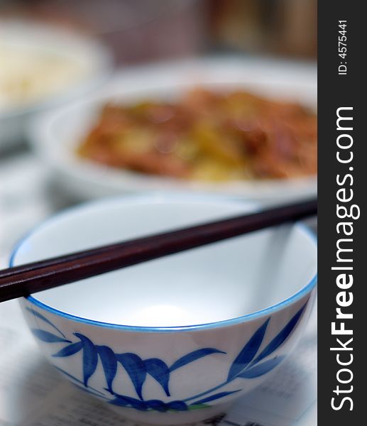 Chinese / Japanese Bowl and chopsticks. with chinese food. Chinese / Japanese Bowl and chopsticks. with chinese food