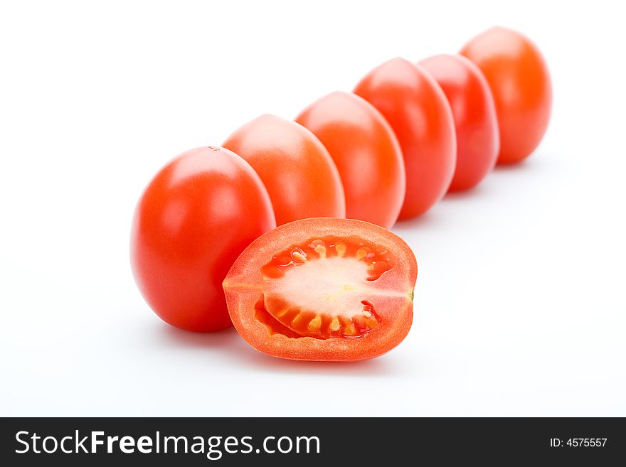 Red tomatoes on white background, isolated