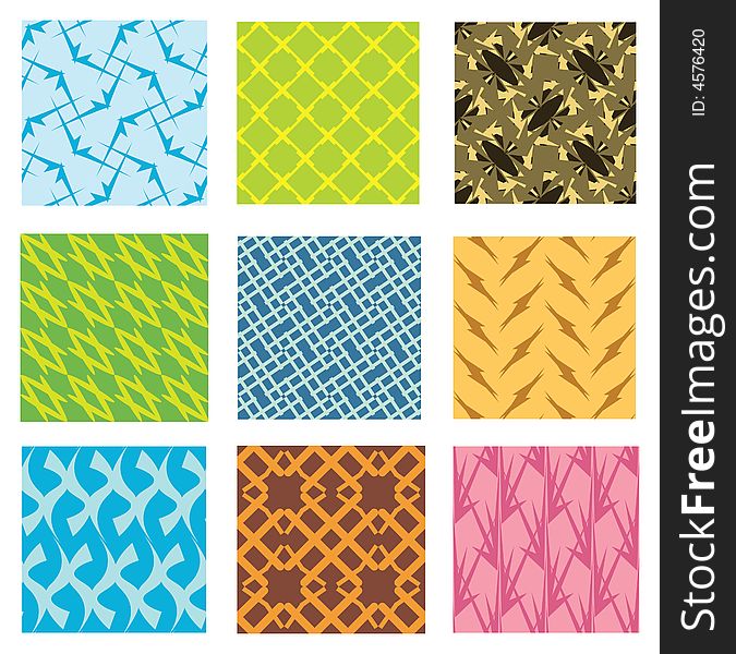 Collection of 9 different seamless vector pattern. Collection of 9 different seamless vector pattern
