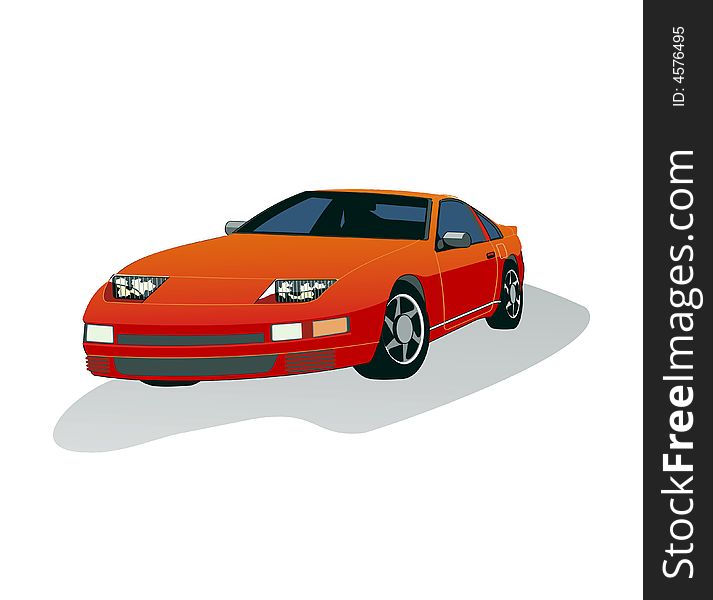 Illustration of a sports car (fisheye distorted)