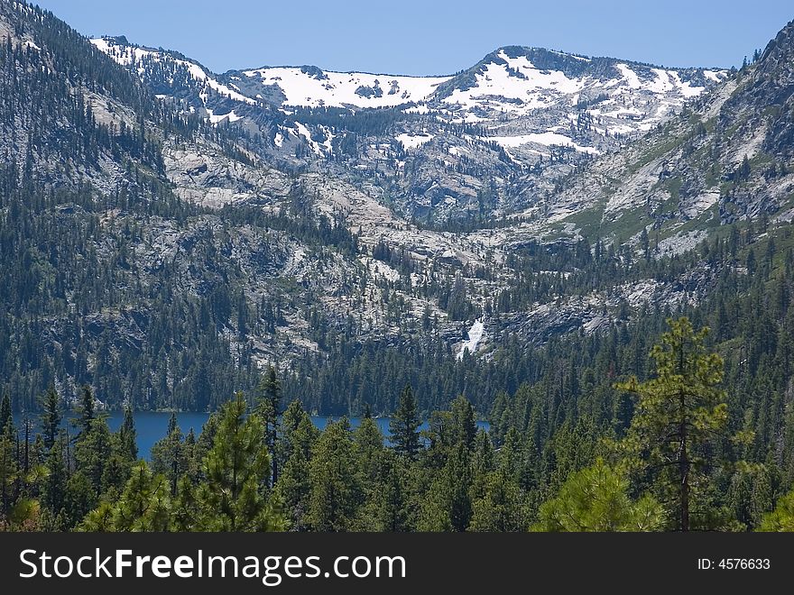 Snowy mountain above Lake Tahoe. Snowy mountain above Lake Tahoe