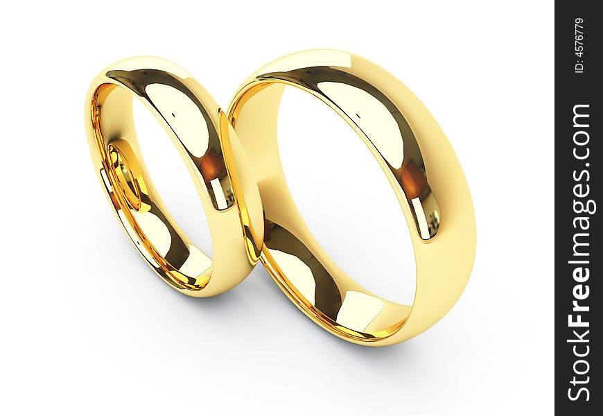 3d isolated gold wedding rings