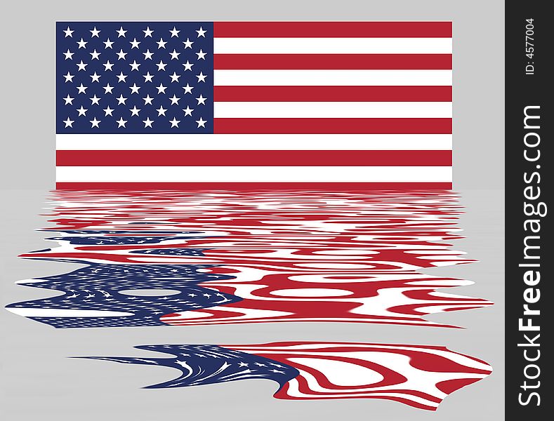 USA / US Flag - National Symbol Of The United States Of America With Reflection - Stars And Stripes. USA / US Flag - National Symbol Of The United States Of America With Reflection - Stars And Stripes