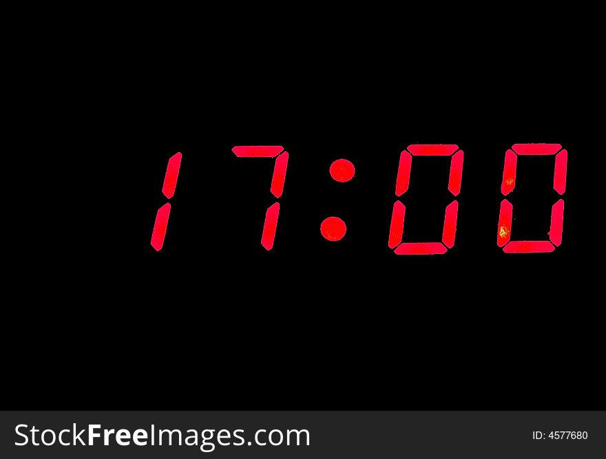 Digital clock alarm showing certain time close up