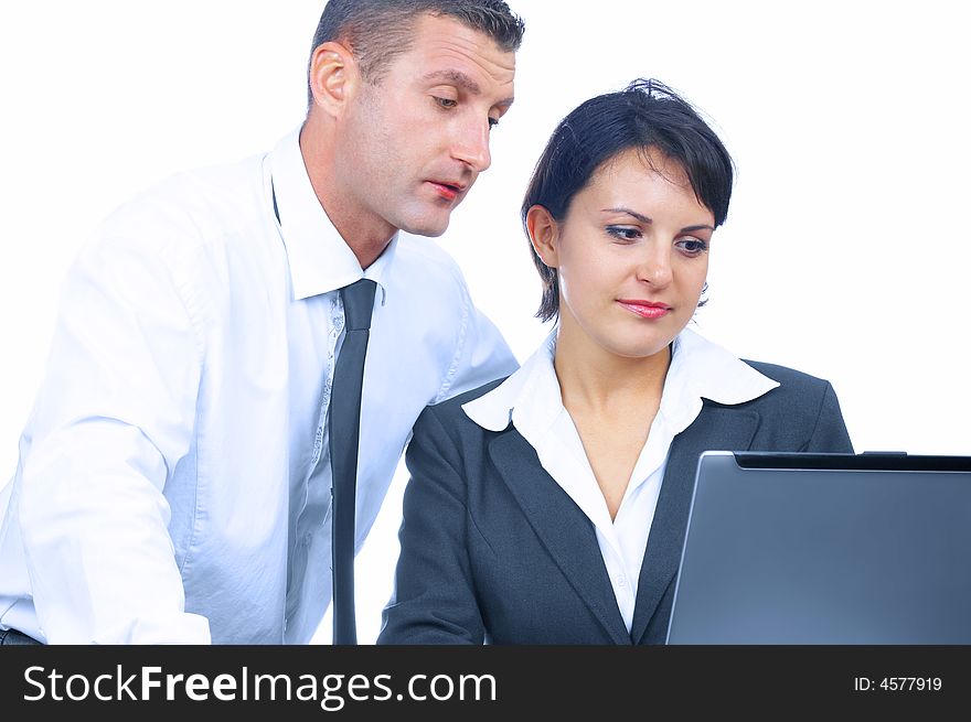 Portrait of two young businessman in working environment. Portrait of two young businessman in working environment