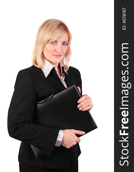 Middleaged businesswoman with black folder