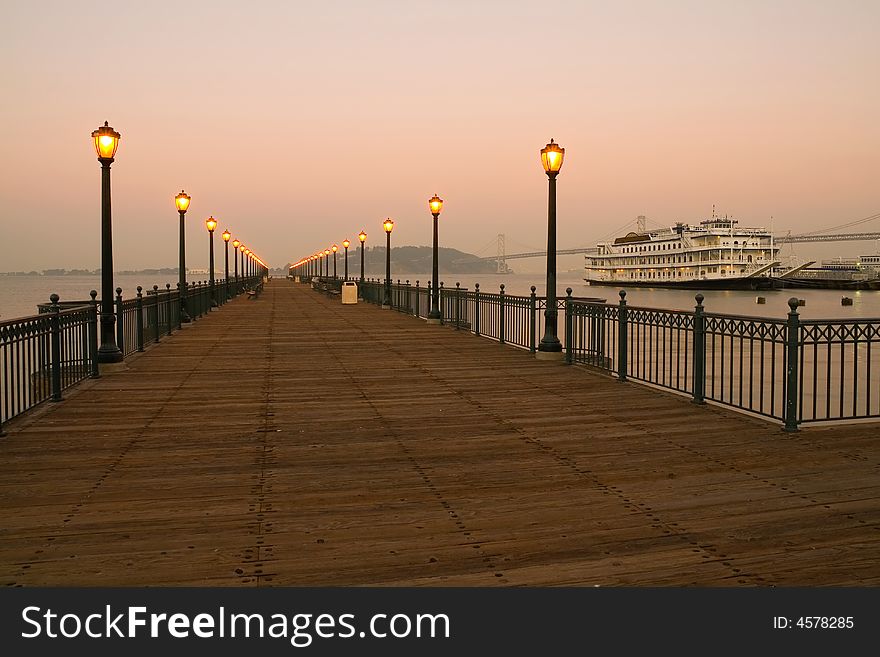 Pier 7 in San Francisco at dusk