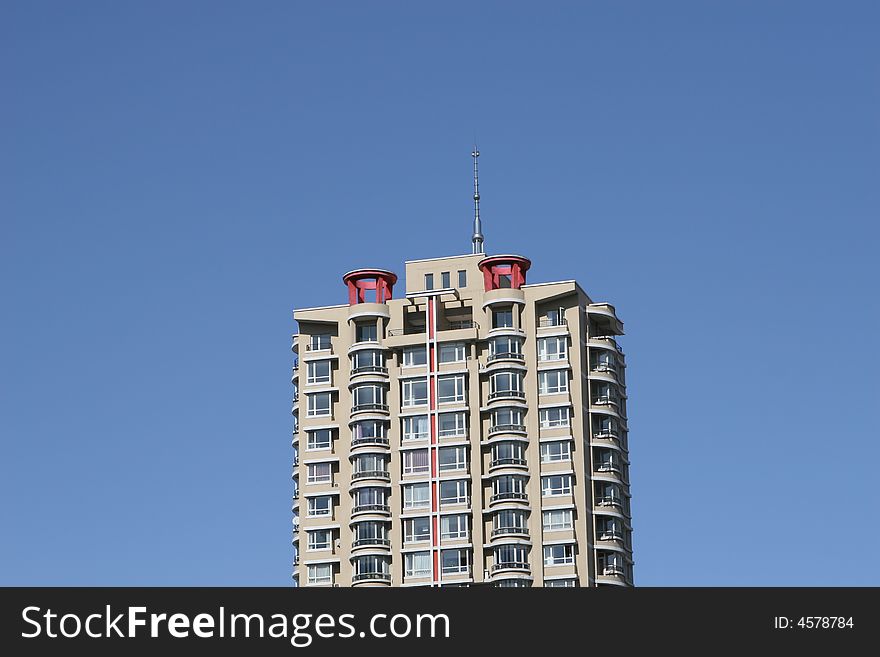 Modern apartment building against blue sky in Shenyang city China. Modern apartment building against blue sky in Shenyang city China