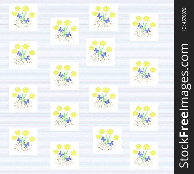 Butterflies and flowers pattern scattered on background. Butterflies and flowers pattern scattered on background