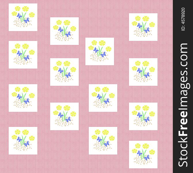 Butterflies and flowers pattern scattered on background. Butterflies and flowers pattern scattered on background