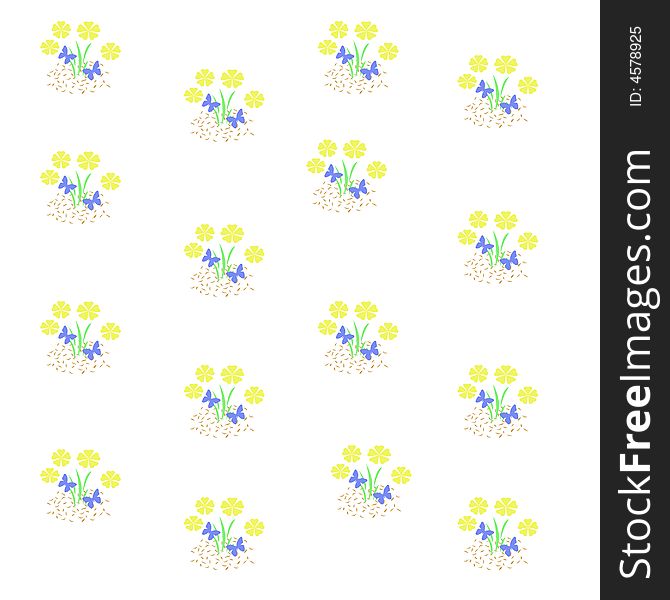 Butterflies and flowers pattern scattered on background. Butterflies and flowers pattern scattered on background
