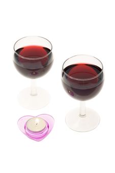 Two Wine-glasses And Candle Stock Image