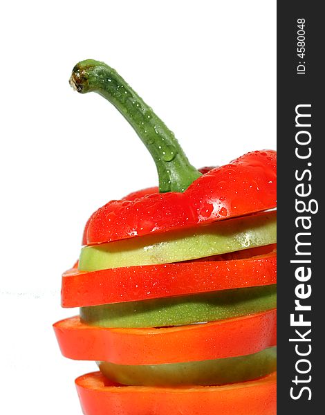 Red Bulgarian pepper  isolated on a white background