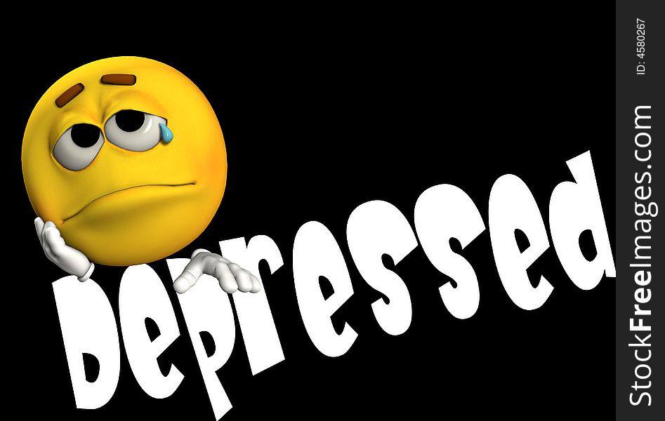 A conceptual image of a cartoon face that is either very depressed, sad, or suicidal. A conceptual image of a cartoon face that is either very depressed, sad, or suicidal.