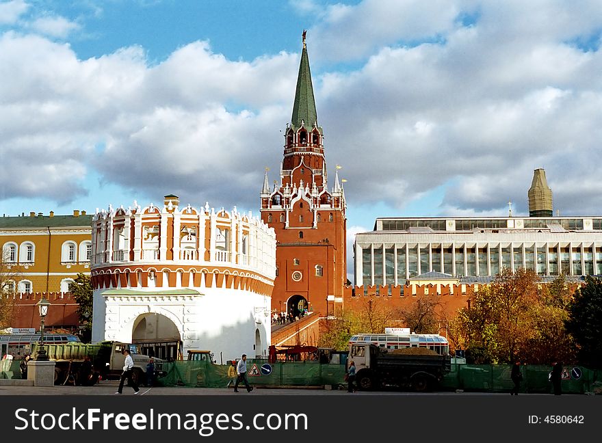 The gate to the Kremlin with great belfry,Moscow,Russia.