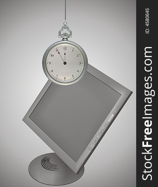 Clock and screen -  illustration