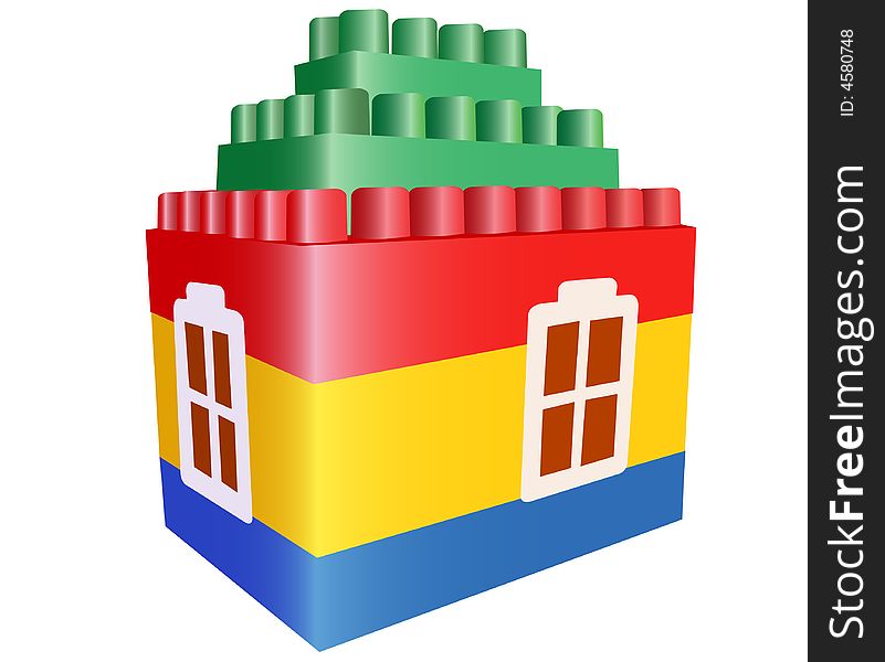 House toy construction on a white vector. House toy construction on a white vector