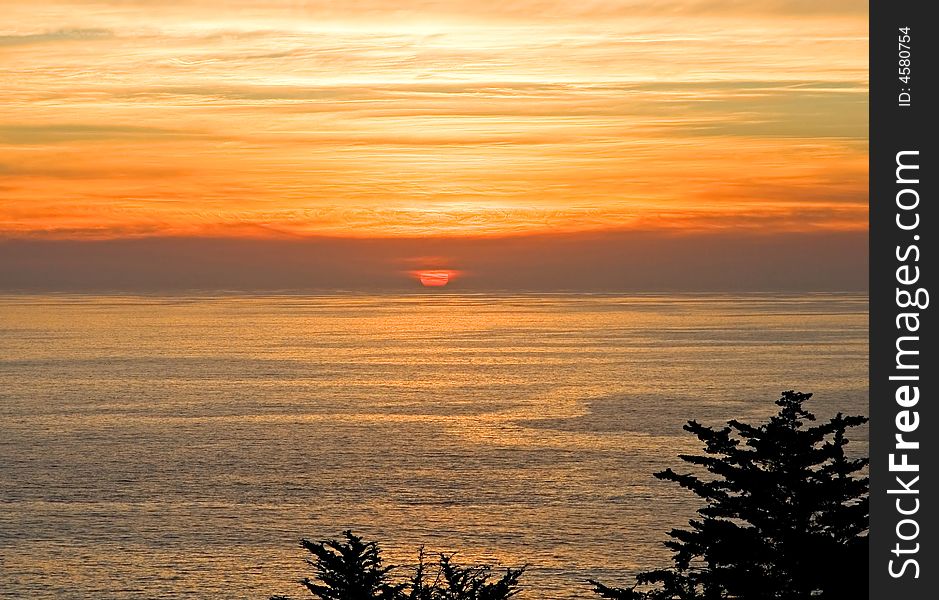 Sunset over California Coast