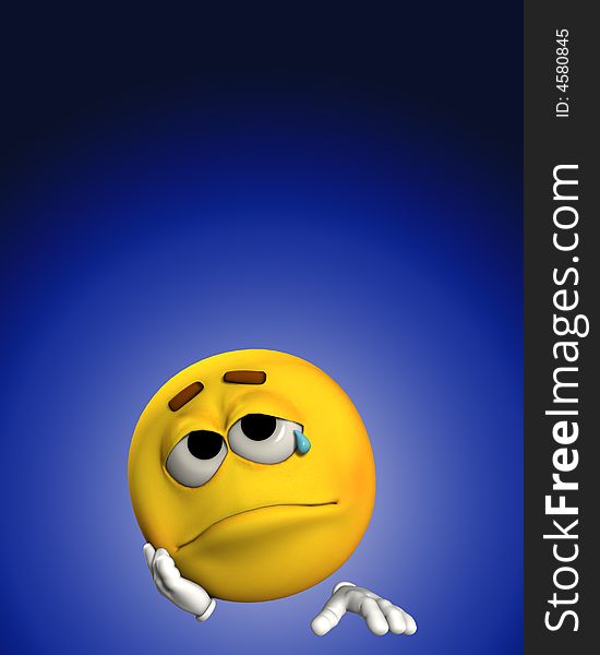 A conceptual image of a cartoon face that is very sad. A conceptual image of a cartoon face that is very sad.