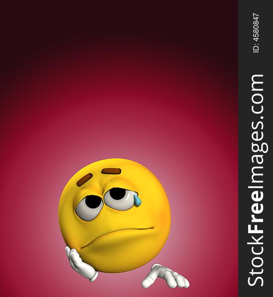 A conceptual image of a cartoon face that is very sad. A conceptual image of a cartoon face that is very sad.