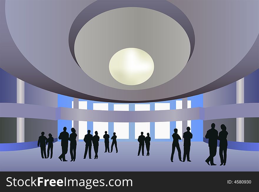 People in a big hall vector