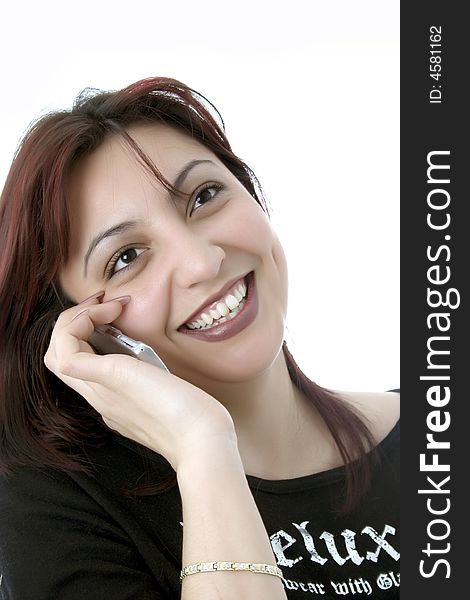 Smiling women with mobile phone