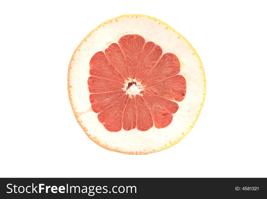 Slice of Grapefruit isolated on white background.