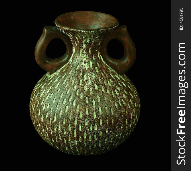 Ceramic vase on a black background