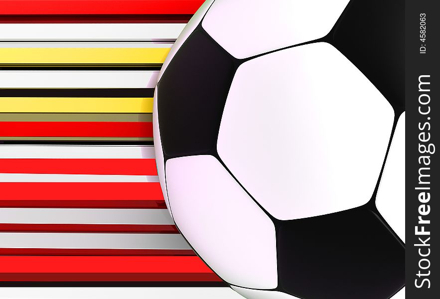 Soccer ball on striped background 3d image