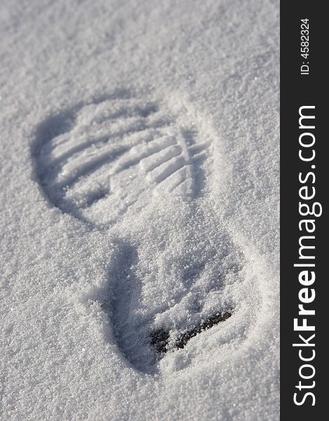 Trace of footwear on a snow. Trace of footwear on a snow