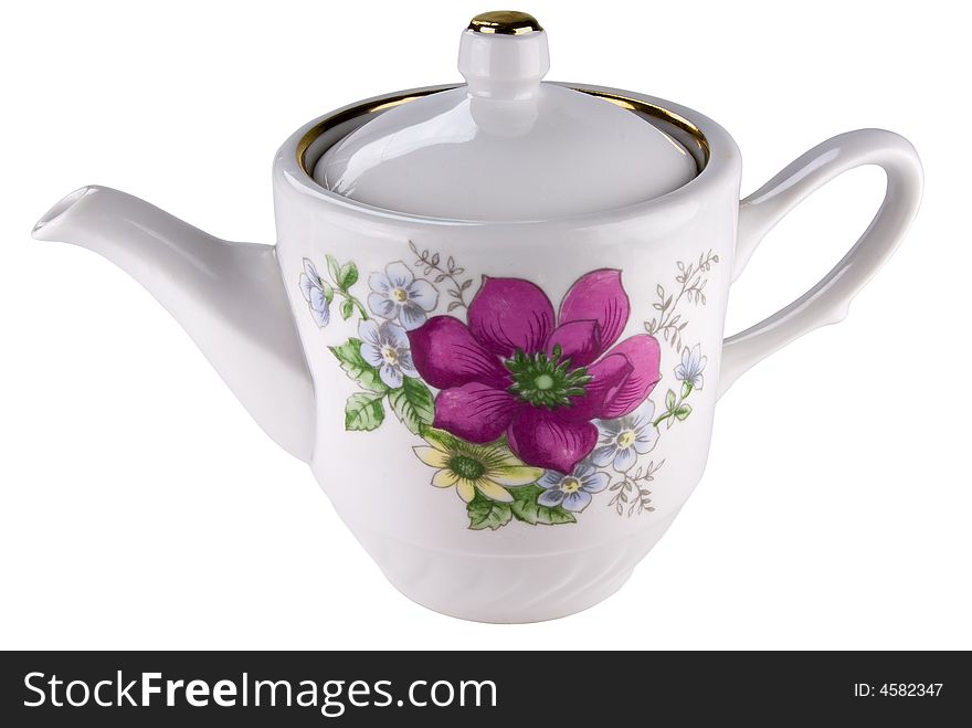 Teapot, isolated on white, clipping path included.
