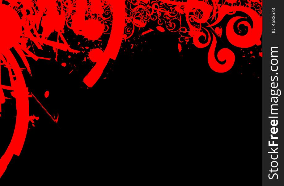 Red grunge shapes in black background. Red grunge shapes in black background