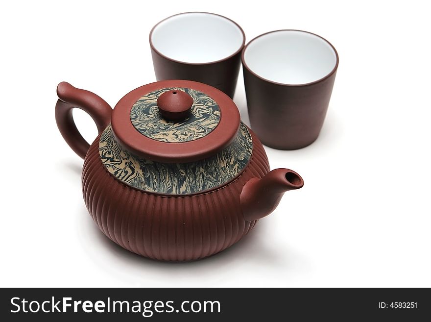 Traditional japan teapot with two cups