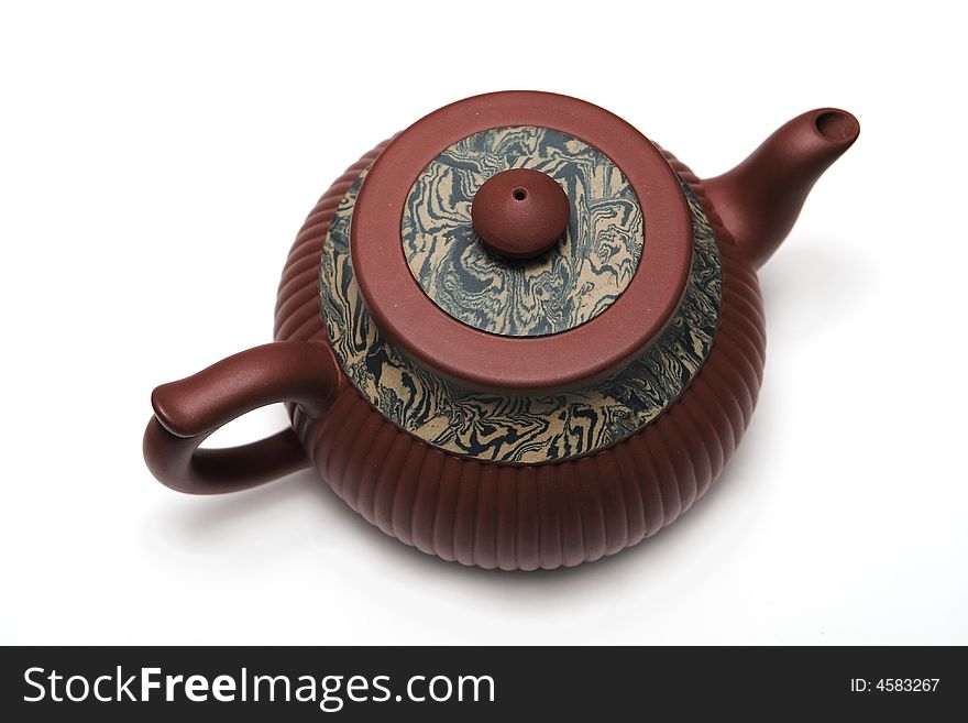 Traditional japan teapot on the white background