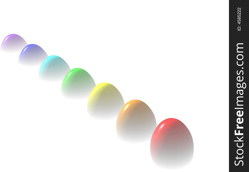 A collection of colorful Easter eggs. 3D rendering.